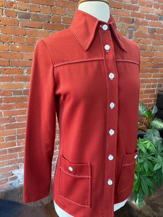 Vintage 70s Rust Red Button Down Shacket | NPC Fa… - image 2