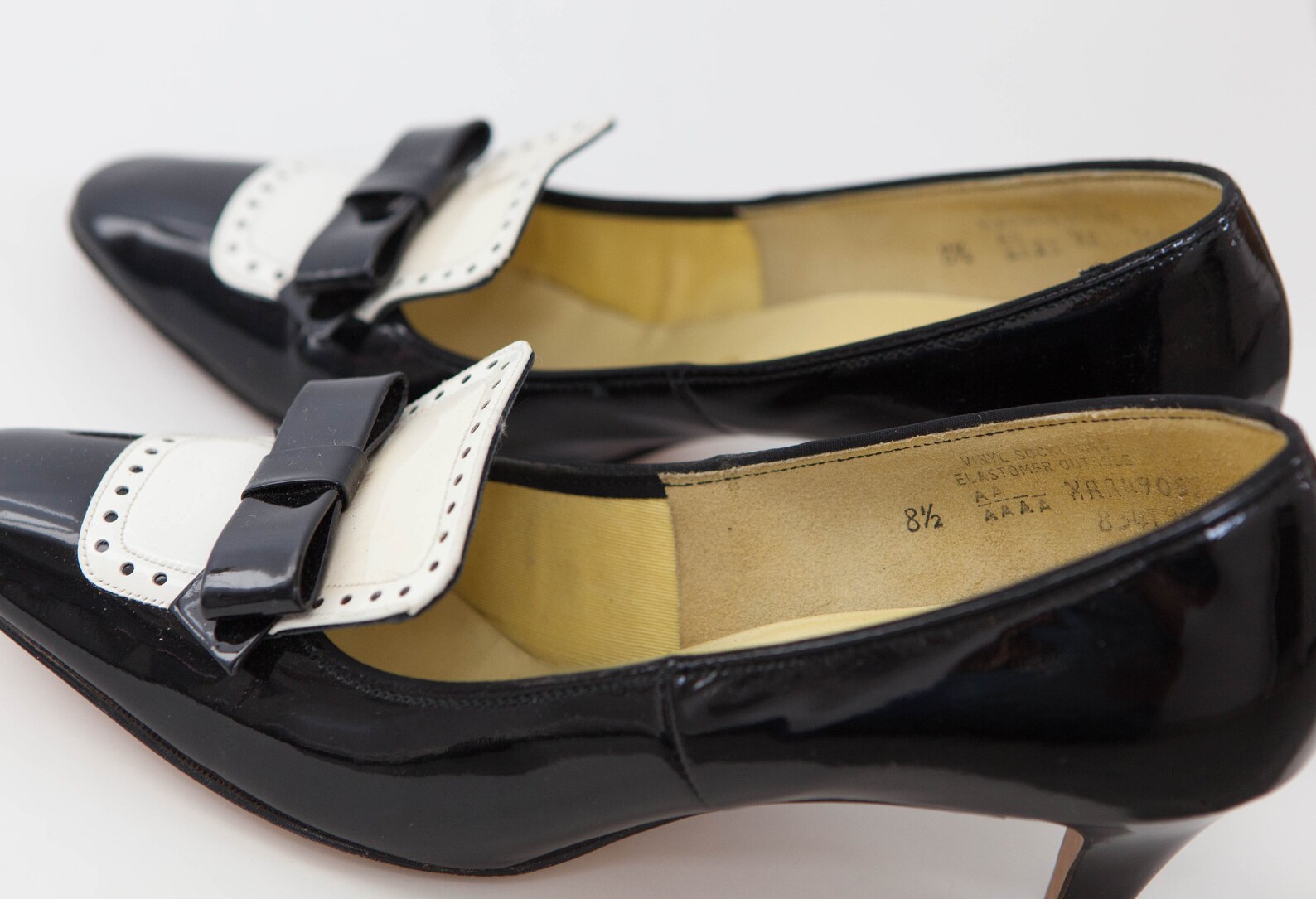 black and white tuxedo heels