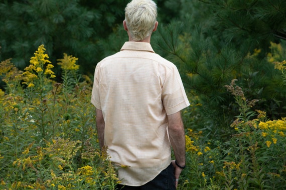 Mens Butter Yellow Shirt - Short Sleeve Button Do… - image 6