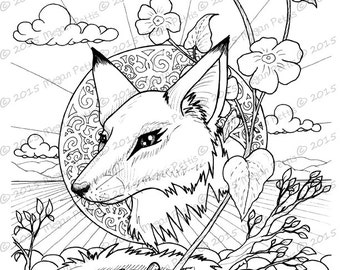 Portrait Of A Fox Adult Coloring Book Page Instant Download Digital File Print At Home Nature And Fantasy Themed Ornate Art