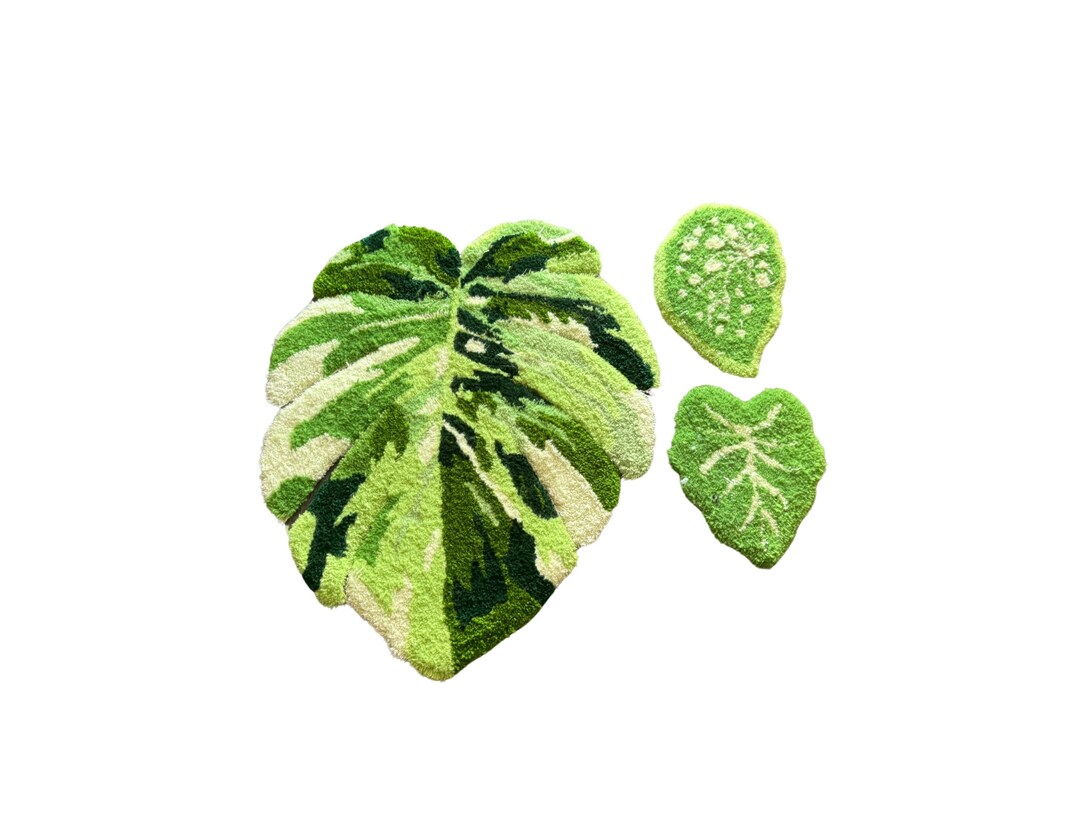 Leaf Shaped Rug With Leaf Coaster Bundle, Handmade Leaf Rug, Custom ...