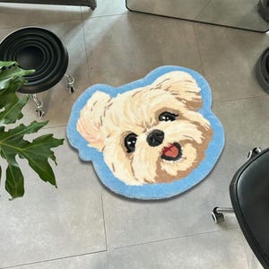Customize Dog Portrait Rug from Photo, Best Dog Memorial Gift, Personalized Pet Carpet, Cat Memorial Gift, Fluffy Pet Rug, Handmade Rug
