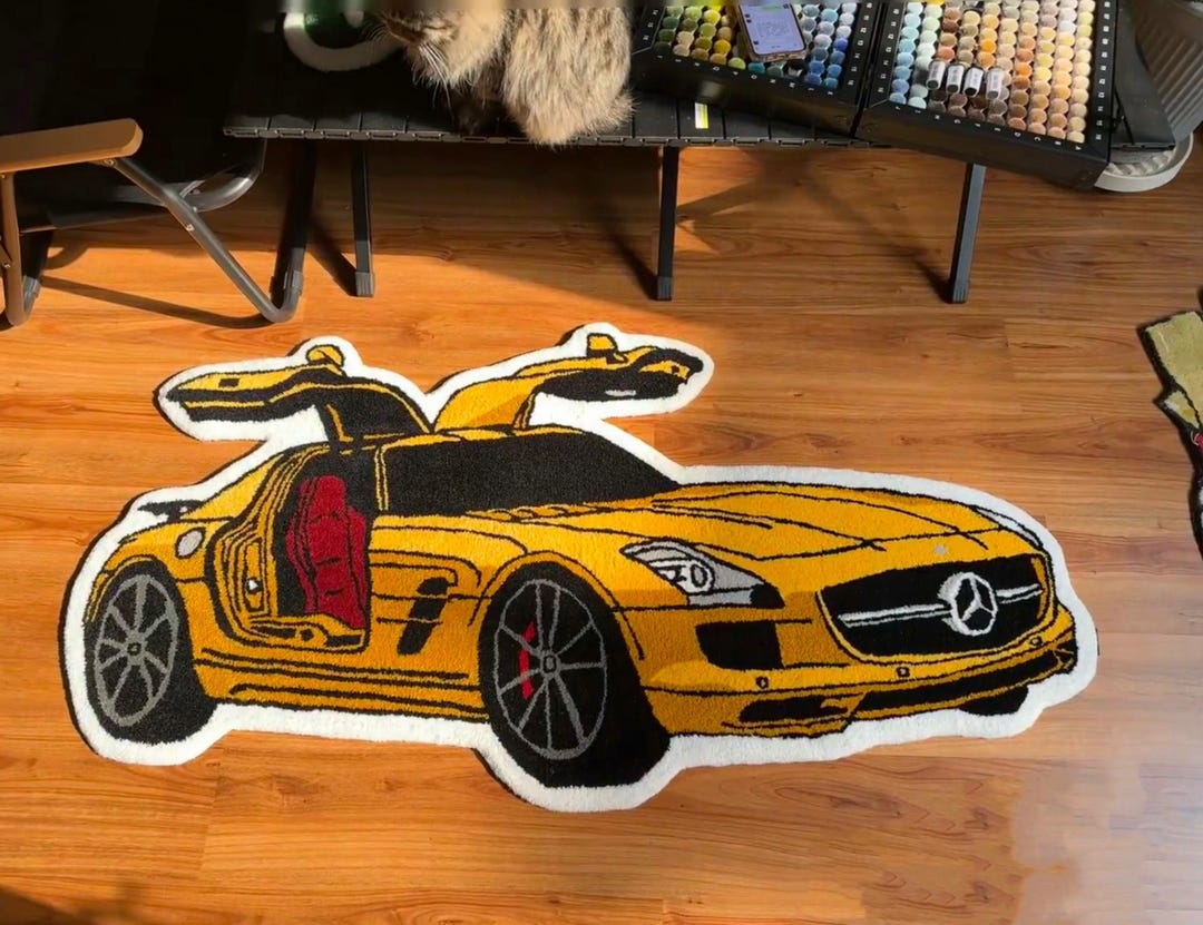 Unique Car Rug Customized Sport Car Tufted Rug, Car Rug, Hand Tufted Rug, Car Lover ...