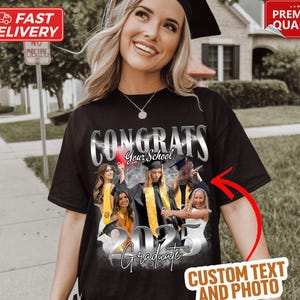Senior 2025 Graduation Shirts, Personalized Graduation Shirts for Family, Custom Face Photo Graduation Shirt, Gift for Girlfriend