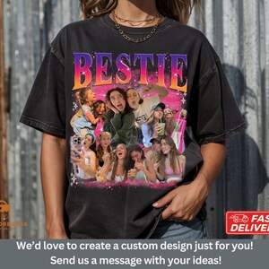 Custom Best Friend Shirt Green and Purple, Personalized Besties Shirts 4 Friends, Best Friend Custom Gift Idea