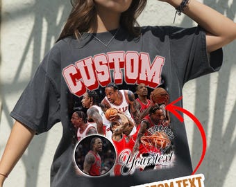 Custom Basketball Photo T-Shirt, Bootleg Rap Style Personalized Gift