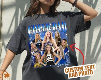 Custom Photo Cheer Dad Shirt: Game Day Cheerleading Gift