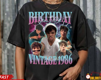 Vintage 1986 Birthday Shirt, Custom Face Bootleg Style 40th Birthday Tee