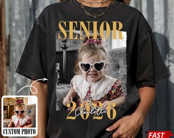 Personalised Photo Senior 2026 Shirt, Custom Graduate Retro Class Tee