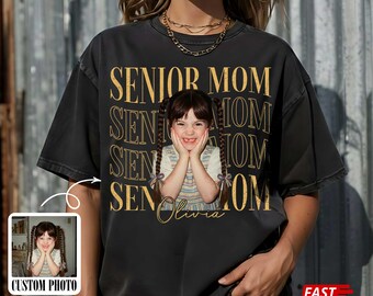 Personalized Vintage Photo Senior Mom Shirt, Custom Picture Gift for Mom