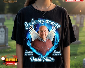 Custom In Loving Memory Shirt: Angel Wings Memorial Gift