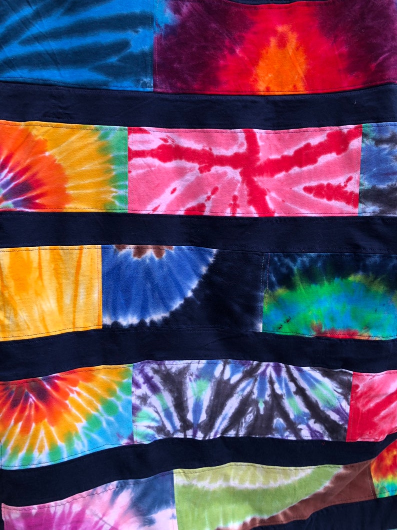 Tie dye tshirt upcycled blanket throw