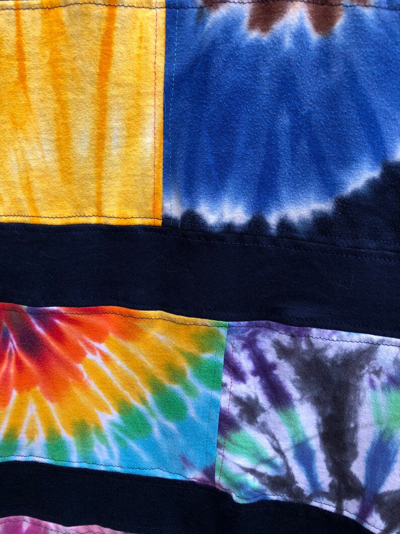 Tie dye tshirt upcycled blanket throw