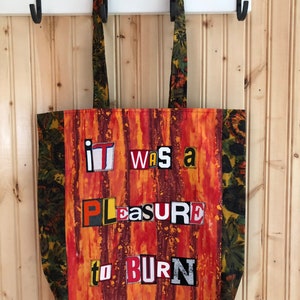 Dickens book quote ransom note market bag