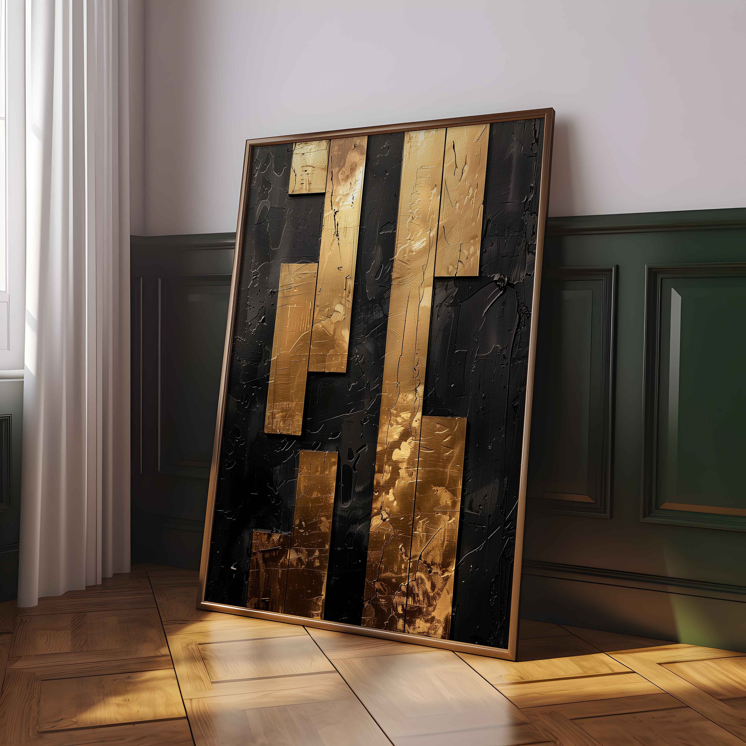 Modern Gold and Black Abstract Art Prints - Set of 3 Wall Decor - Etsy