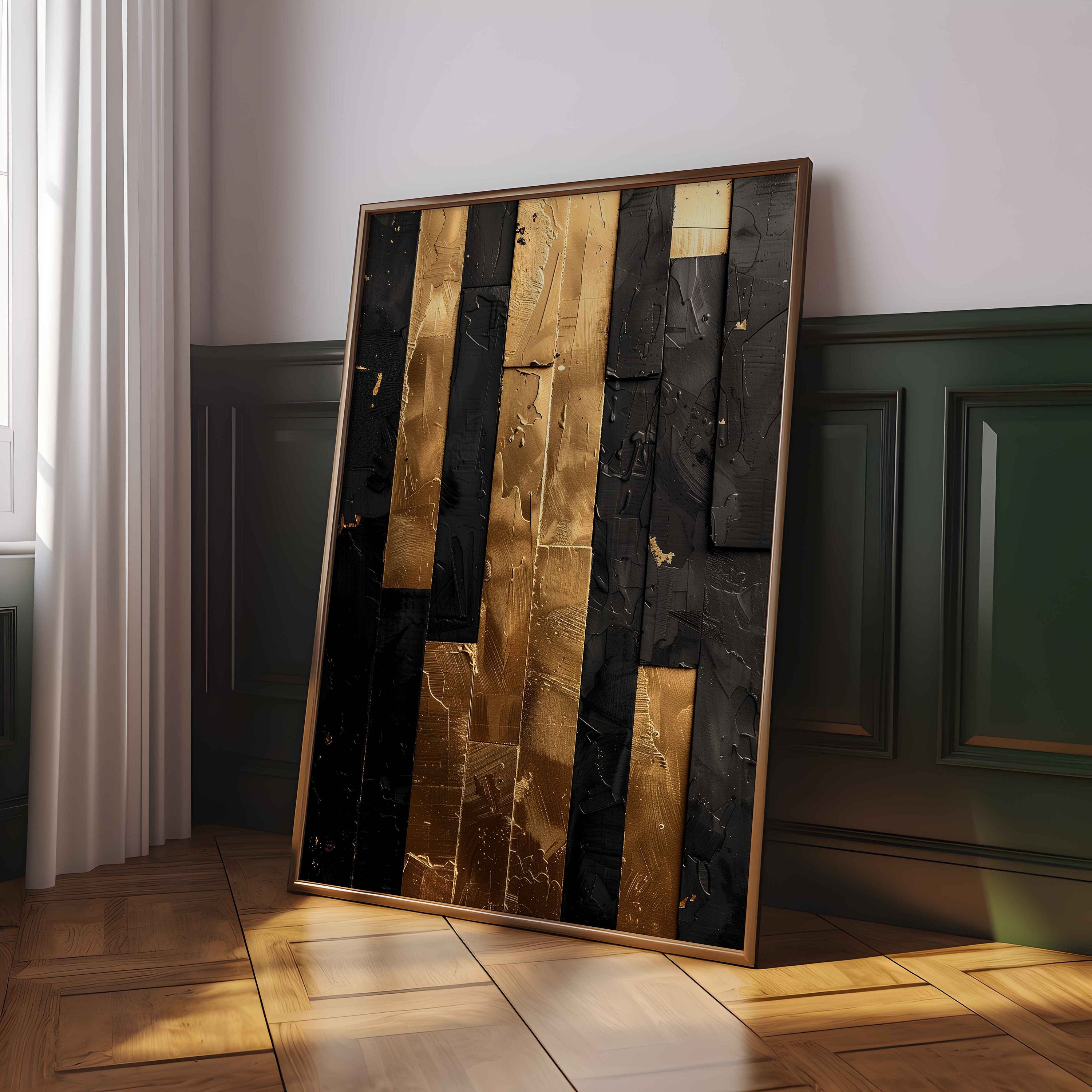 Modern Gold and Black Abstract Art Prints - Set of 3 Wall Decor - Etsy