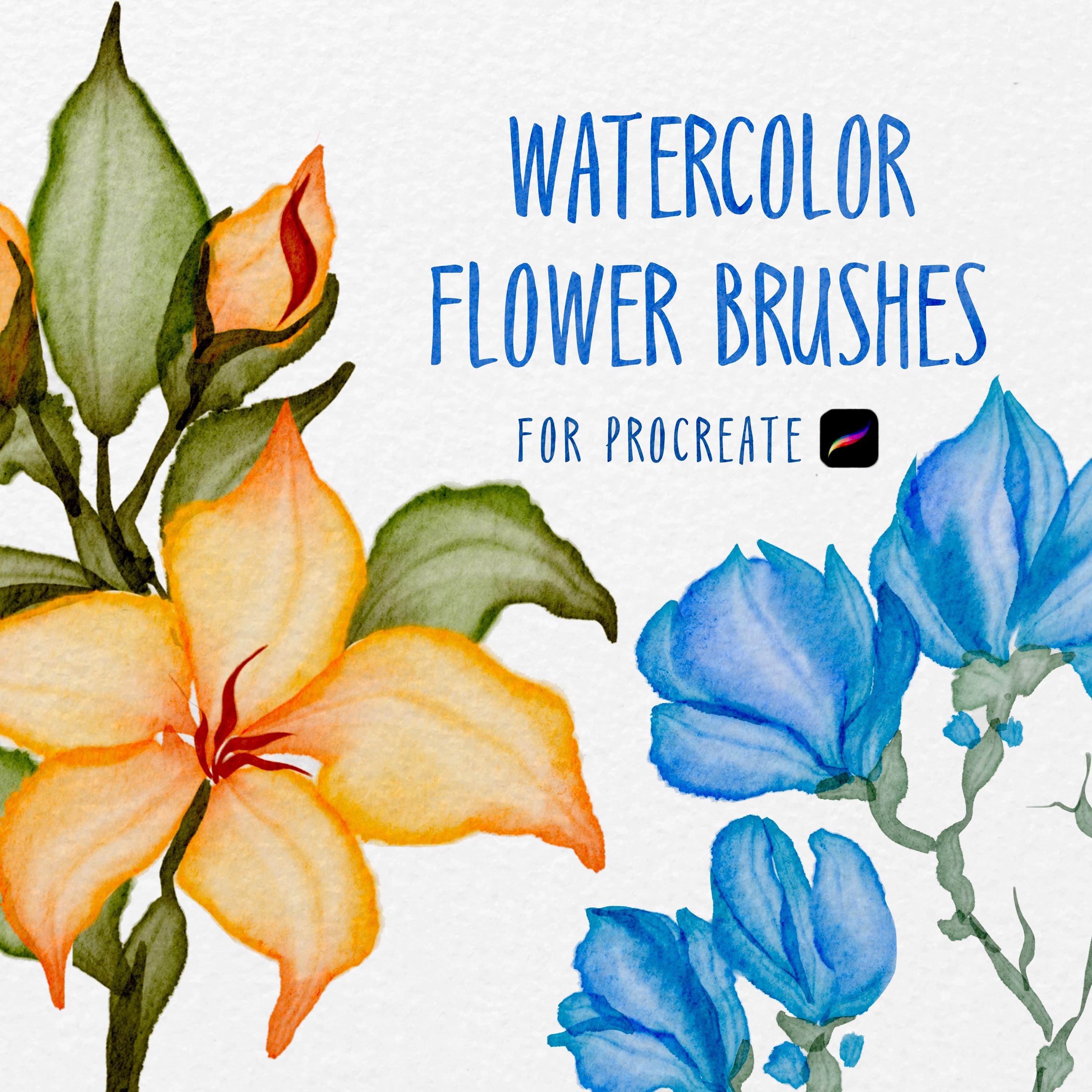 Procreate Watercolor Flower Brushes: Realistic Petal & Plant Set ...