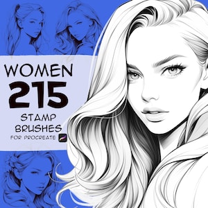 Women&#39;s portrait stamp brushes for Procreate app, Procreate stamp, Procreate brushes, Procreate face stamps, Procreate portrait brushes