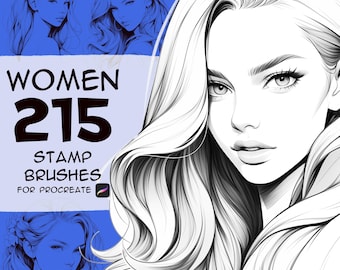 215 Frauen Portrait Stempel Pinsel für Procreate (Digitaler Download)