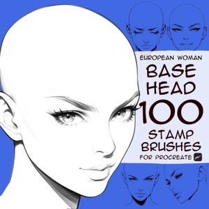 Base Head stamp brushes for Procreate app, Procreate, Procreate stamp, Procreate brushes, digital brushes, Procreate woman portrait