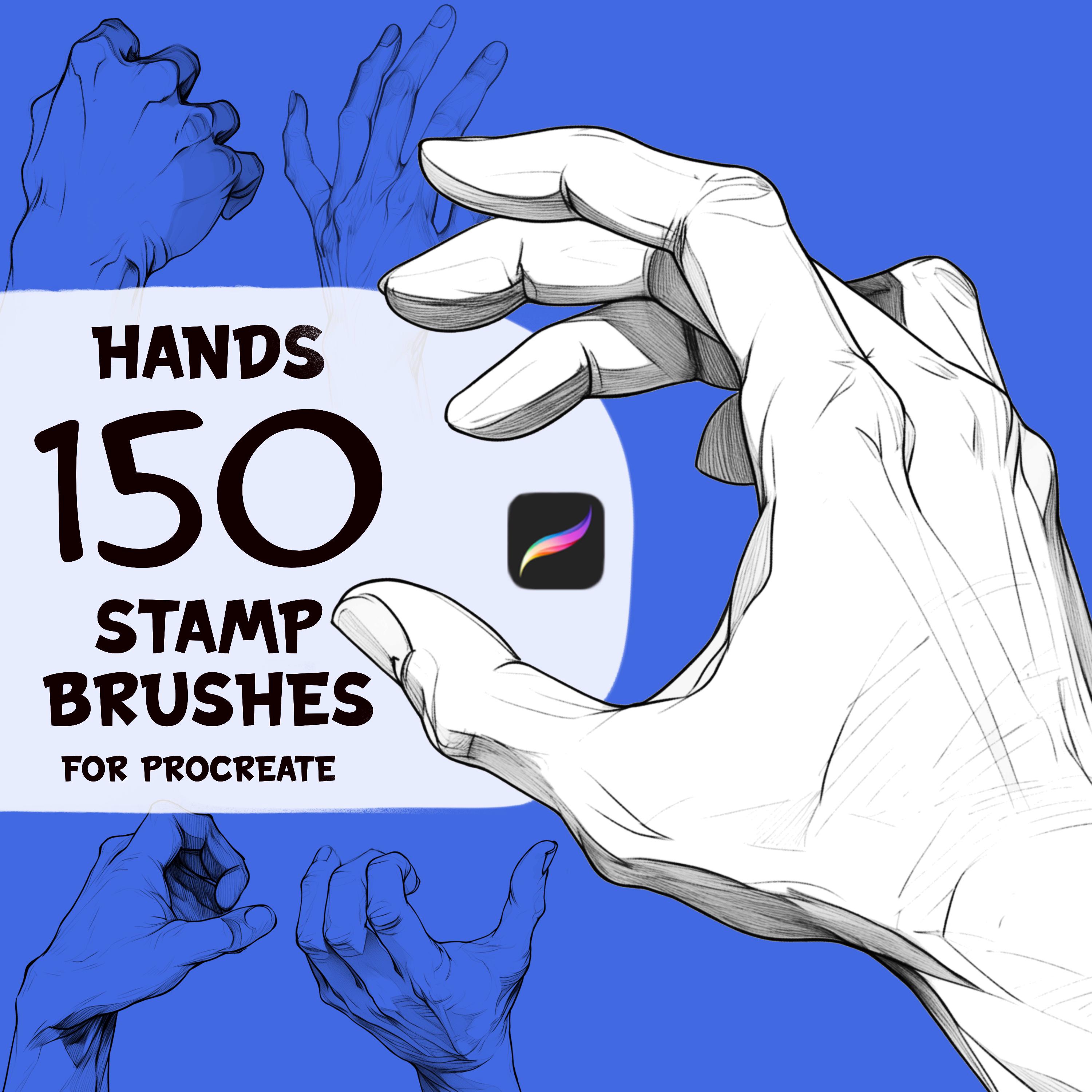 150 pinceles sello de manos para Procreate – Gestos, poses y retratos