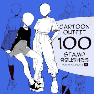 Procreate outfit stamp brushes, Procreate stamp, Procreate brushes, Procreate cartoon outfit stamp brushes, Procreate clothes stamp brushes