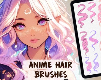 Anime Hair Outline Brushes for Procreate: Character Design Brush Set (Digital)