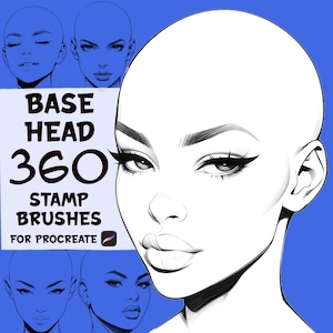 Woman base head stamp brushes, procreate mega set, procreate, procreate portrait, procreate face stamp brushes