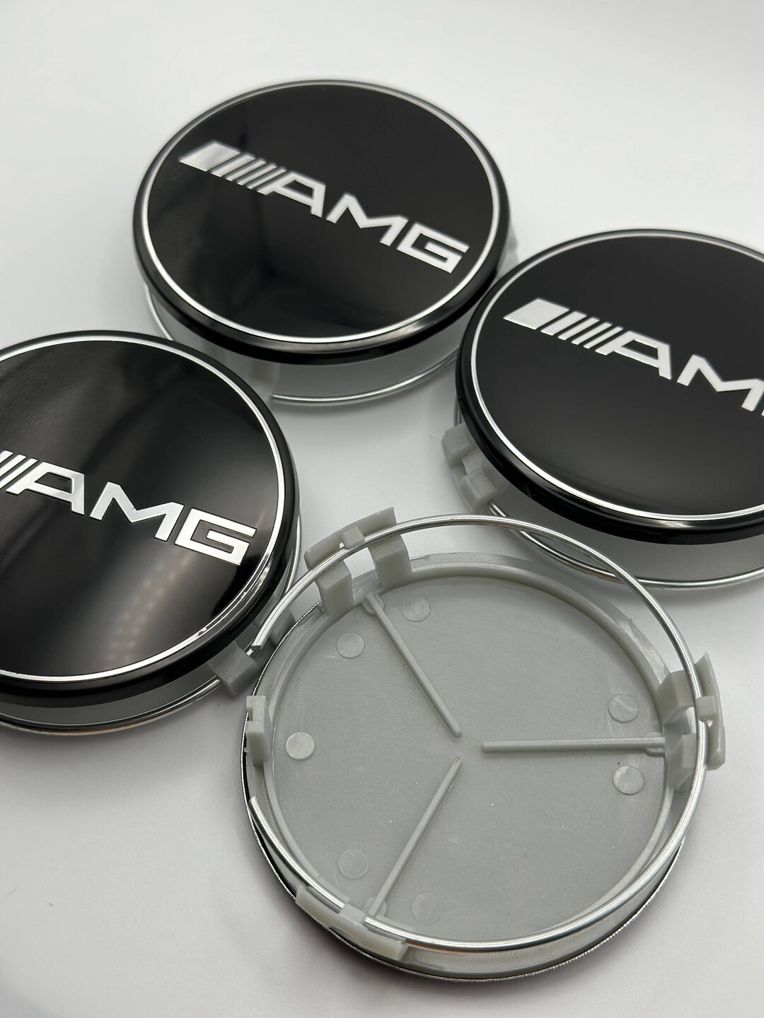 4pcs New Black Amg Logo Mercedes Benz 75mm Wheel Center Caps Hub Caps ...