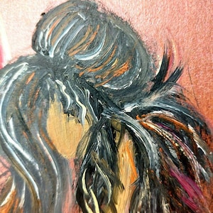 Pintura original al óleo empastada "Ángel Mágico". Hermosa niña ángel. Arte con temática mágica. Increíble pintura al óleo. Regalo exclusivo. Color bronce. Hecho a mano.