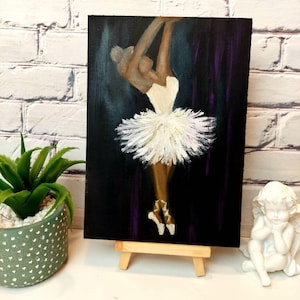 Ballerinathemakunst Klassiek olieverfschilderij "BALLET POSE" Geweldig olieverfschilderij voor een exclusief cadeau Mooie vrouwelijke ballerinadanseres