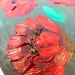 Obra de arte al óleo original "Amapolas rojas" Arte con temática floral Increíble imagen al óleo Imagen de tamaño pequeño Arte de estilo impresión Imagen brillante de verano Regalo