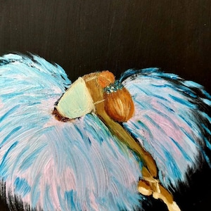 Arte com tema de bailarina Pintura clássica em impasto a óleo "POSEIRA DE BALLET" Pintura a óleo incrível Presente exclusivo Fundo preto Linda bailarina