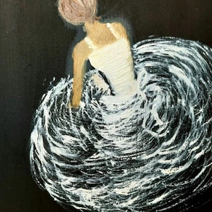 Arte com tema de bailarina Pintura clássica em impasto a óleo "POSEIRA DE BALLET" Pintura a óleo incrível Presente exclusivo Fundo preto Linda bailarina
