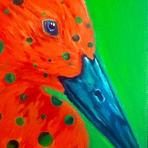 Goose with polka dots" is an original bright positive acrylic painting on a panel for interior decoration or as a gift to art lovers