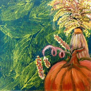 "Ölgemälde ""FRESH PUMPKIN"" im klassischen pastellfarbenem Stil ""FRESH PUMPKIN"" Kleines Gemälde Exklusives Geschenk Sammlerstück"