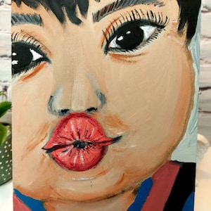 Arte pictórico al óleo Imagen positiva Cuadro pequeño "BESO" Retrato de un niño Étnico Pintura al óleo sobre tabla Un regalo exclusivo Cuadro bonito