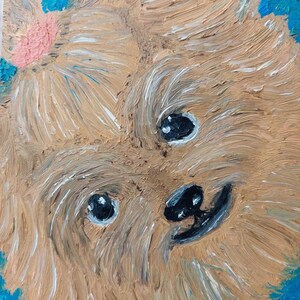 Pintura al óleo original Arte pictórico al óleo Colorido "YORKSHIRE TERRIER Pintura de perro Pintura de tamaño pequeño Pintura de animales Coleccionable Tablero duro