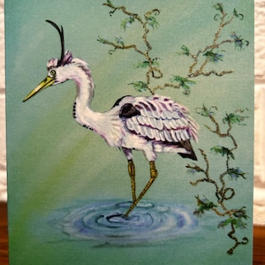 Reiher - (A2) 4,25" x 5,5" Vogel Grußkarte, Karte, Briefpapier - Blanko Karte mit Umschlag