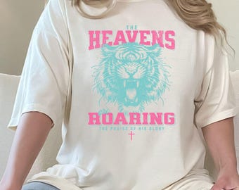 Boho Chrześcijańskie Koszulki Niebiosa Ryczą Chrześcijańskie Koszulki Koszulka z Wersetem Biblijnym Modne Chrześcijańskie Koszulki Koszulki Jezus Odzież Koszulka Wiara