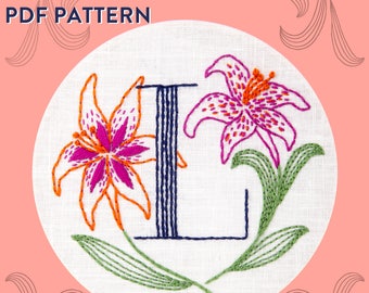 Monogram Flower PDF Pattern - L is for Lily