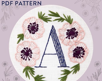 Monogram Flower PDF Pattern - A is for Anemone