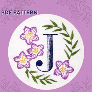 Monogram Flower PDF Pattern - J is for Jacob's Ladder