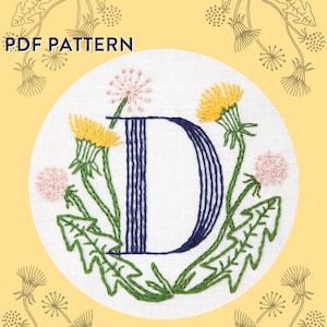Monogram Flower PDF Pattern - D is for Dandelion