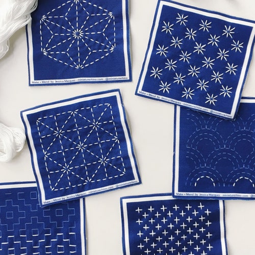 Japanese Sashiko Embroidery Sampler Kit Rabbit usagi Etsy UK