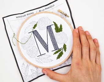 Any Two Floral Monogram Embroidery Kits - Personalized Gift, DIY