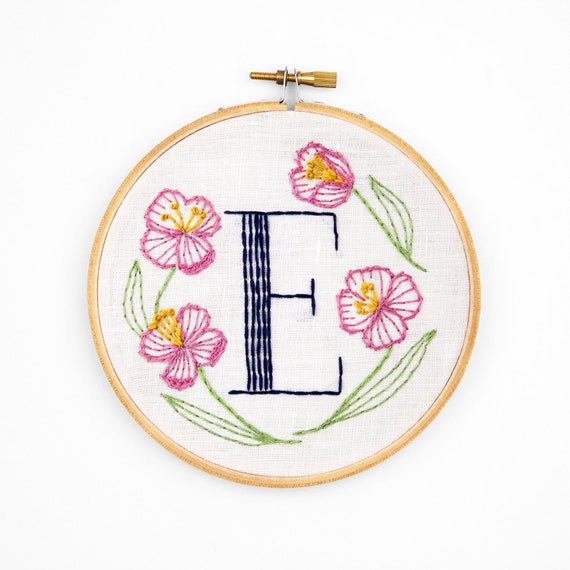 Personalized Gift DIY K is for Knotweed Floral Monogram Embroidery Kit