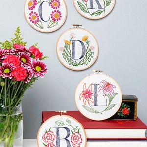 Any Two Floral Monogram Embroidery Kits Personalized Gift, DIY image 2