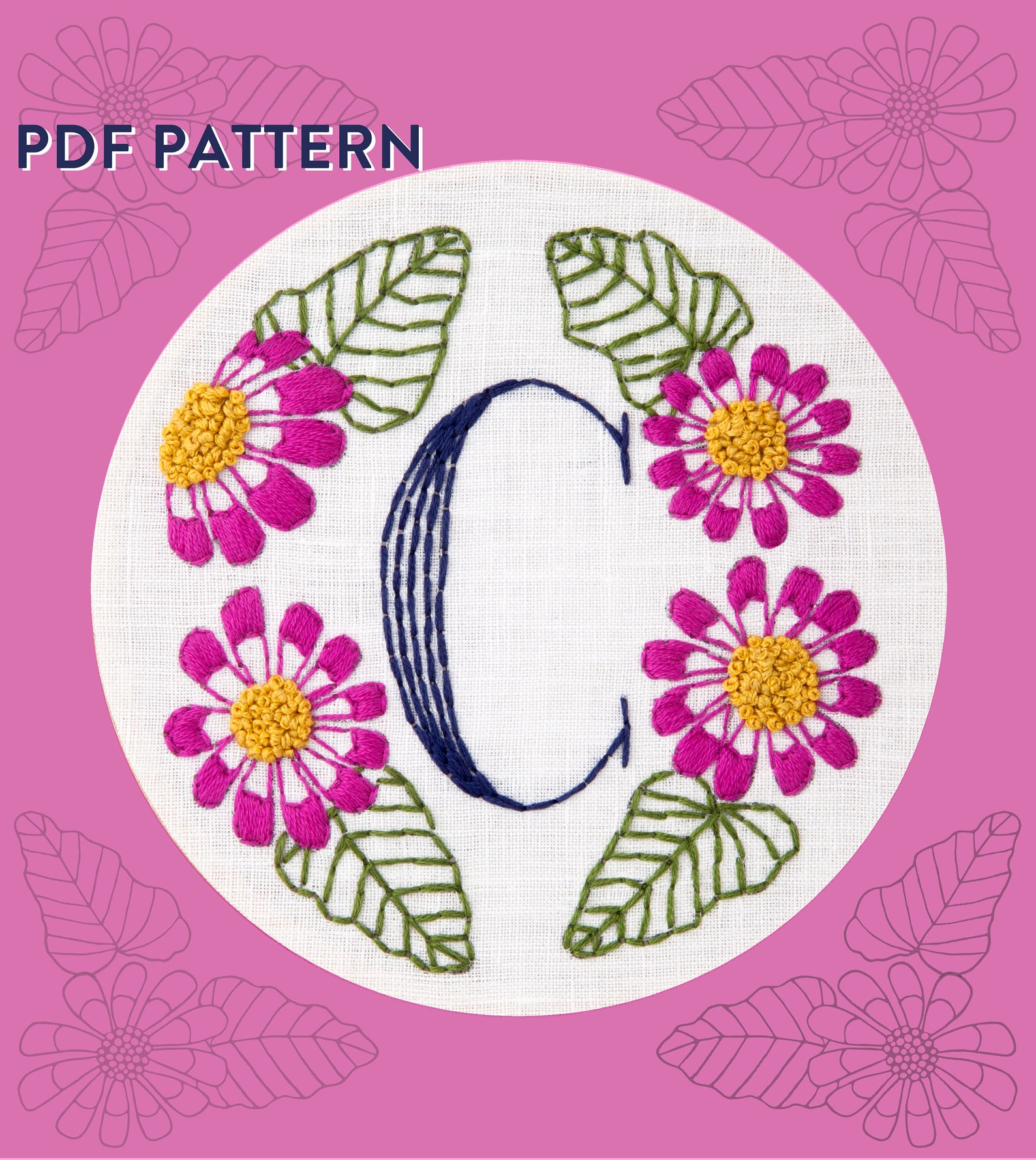 Monogram Flower PDF Pattern C is for Cineraria | Etsy
