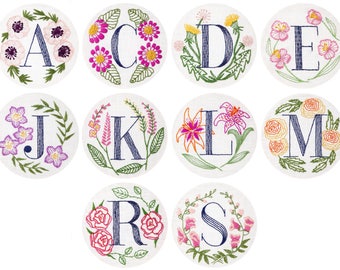 Any Four Floral Monogram Embroidery Kits - Personalized Gift, DIY